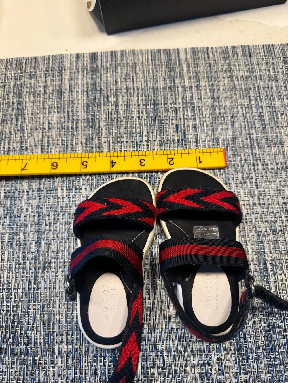 Gucci Navy and Red Webbing Kids Sandal